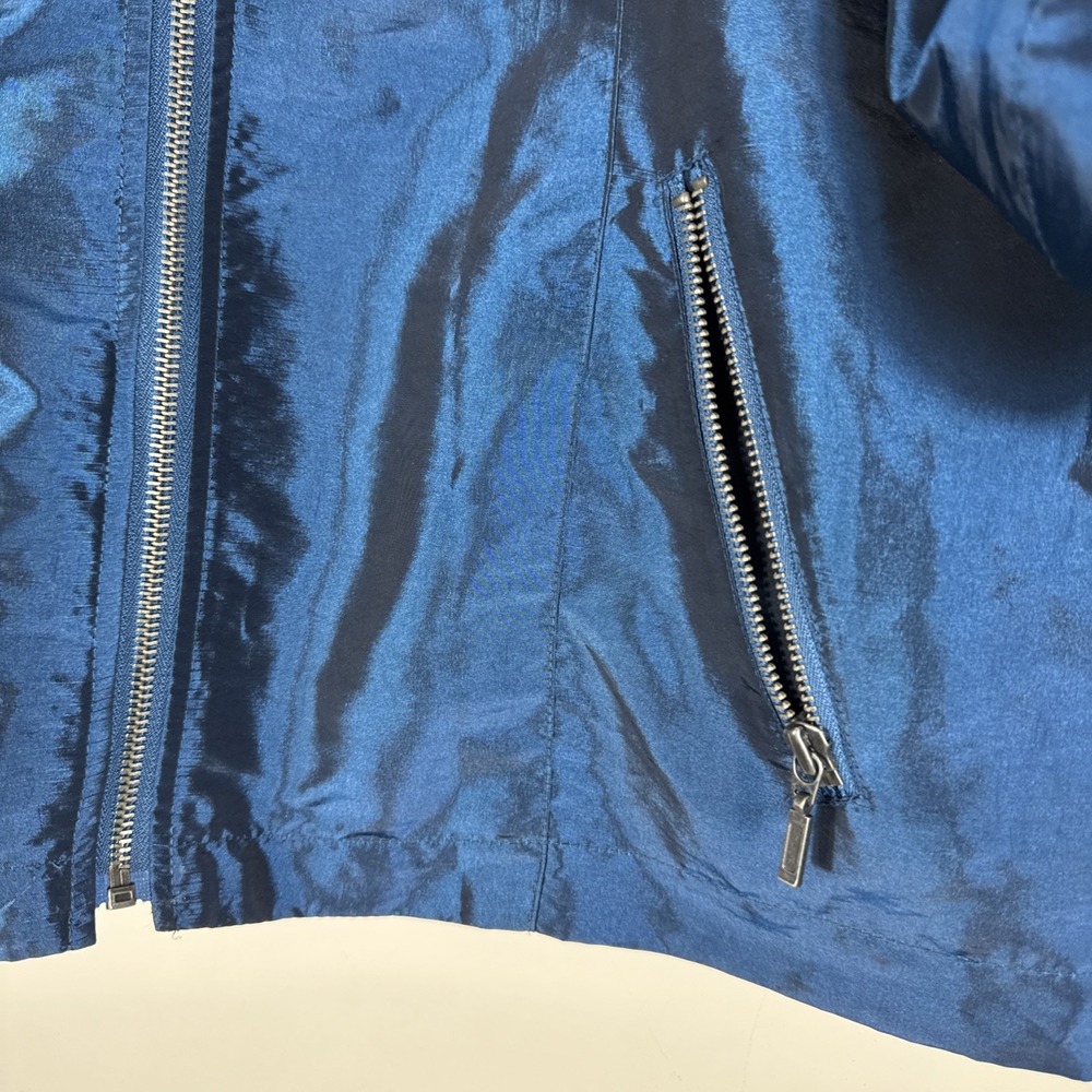 Chico's Woman's M Casual Sheen Kori Jacket Tempo Teal Silver Full Zip Size 3 - Picture 2 of 8